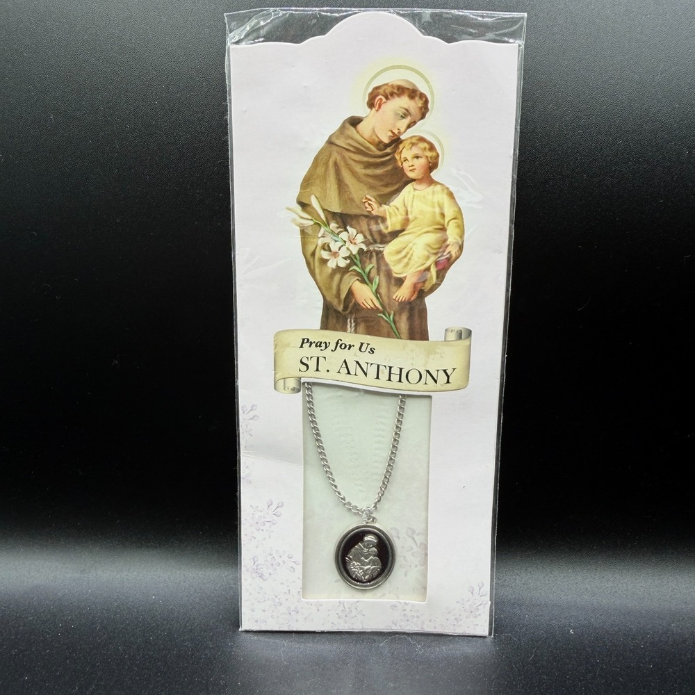 St Anthony Necklace Lot of 2 Catholic Religious Medal Pendant Prayer Jewelry